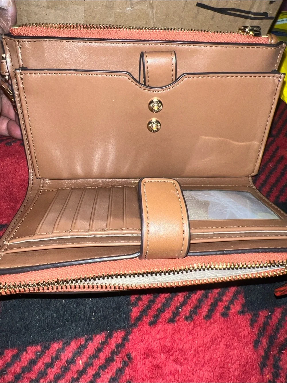 Michael Kors Orange Monogram Stripe Zip Wristlet